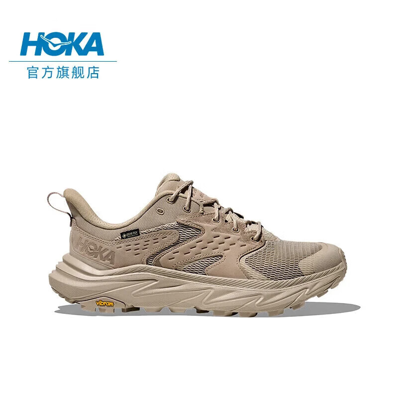 HOKA男女款秋季低帮防水登山鞋ANACAPA 2 LOW GTX户外舒适 亚麻色/橡木白-男 42.5