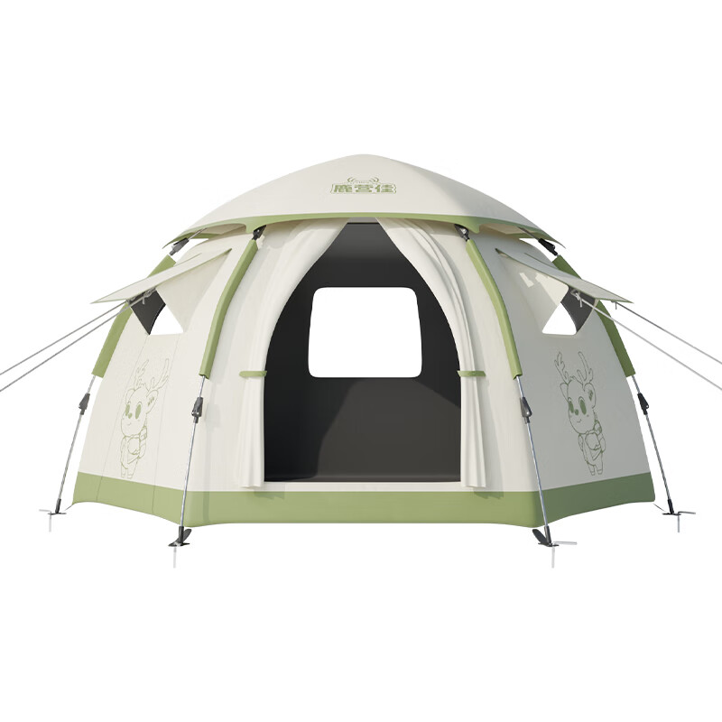 鹿营佳铝合金杆钛黑胶防晒帐篷户外露营全自动速开防雨野外过夜星空顶