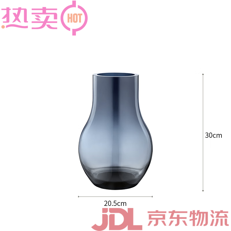 GEORG JENSEN 喬治杰生CAFU 玻璃花瓶北歐插花桌面擺件 藍(lán)花瓶中號(hào)