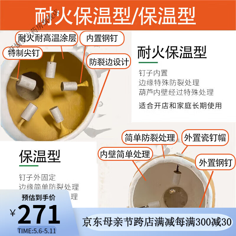其他品牌葫蘆灸天然艾灸器家用美容院艾灸館用艾炙熏蒸儀 5釘豪華款開口直徑19-21cm