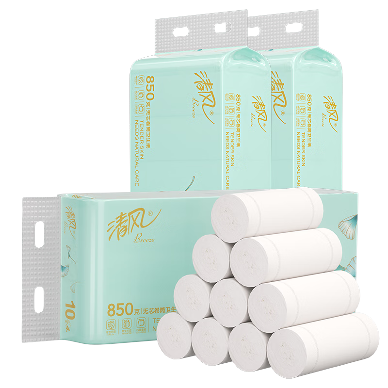 清风无芯卷纸4层85克*30卷婴儿纸巾母婴卷纸厕纸卫生纸整箱B0208MFY