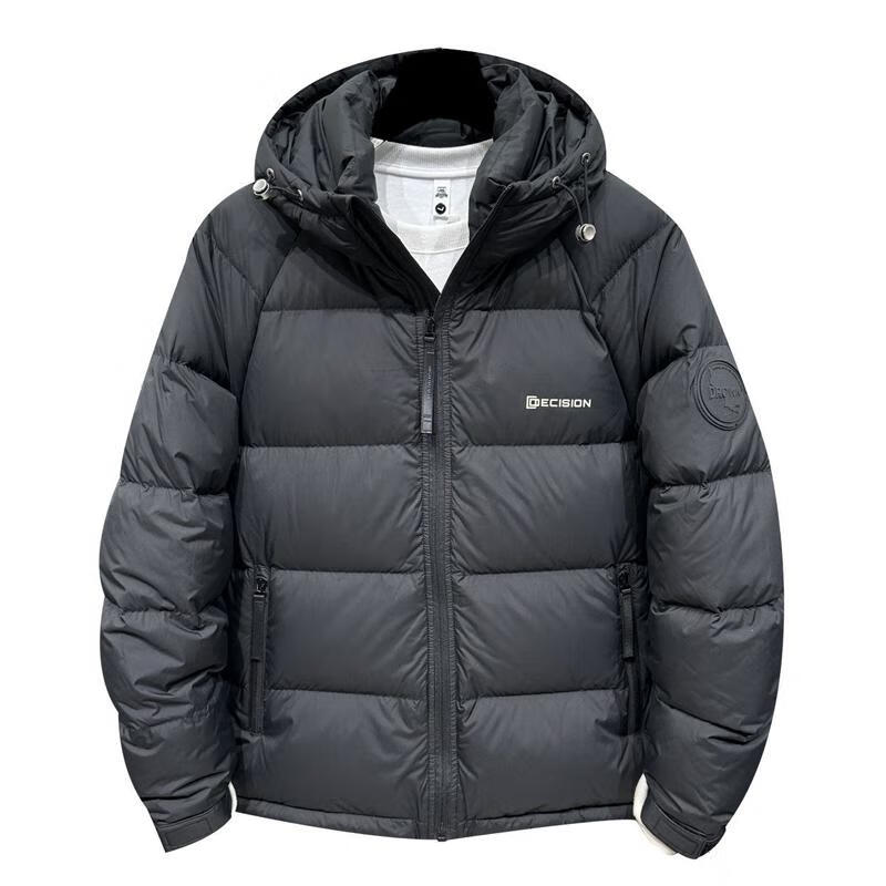 胖 東 来品质羽绒服025新款男士服短款青年百搭保暖潮流连帽加厚 黑色 L 建议(120-135)斤