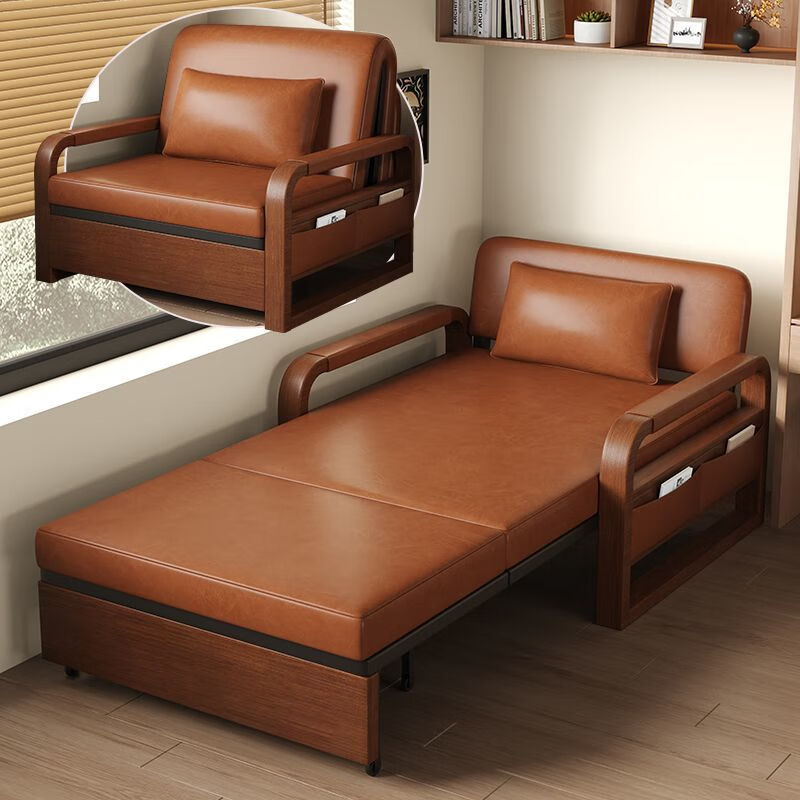 沙发床单人折叠多功能一体两用可折叠小户型伸缩阳台双人客厅新款 升级万向轮棉麻米色 [椰棕款]1.58米*1.95米