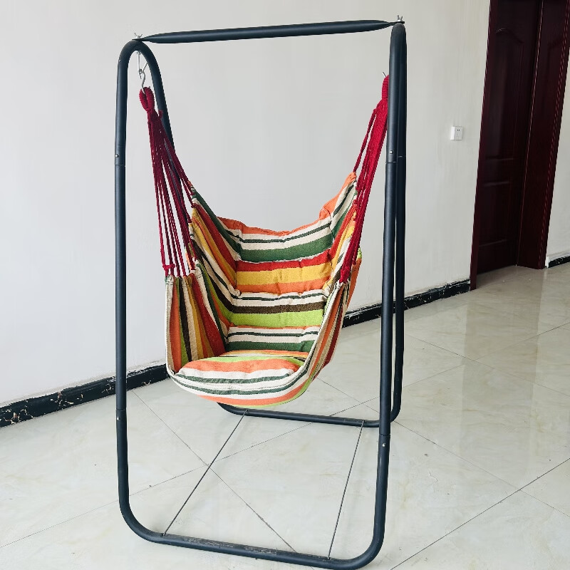 婕茵桐秋千支架吊床吊篮安装简单室内外家用儿童摇椅成人吊椅宝宝摇篮床 粉红色沙发款吊椅 不含架子