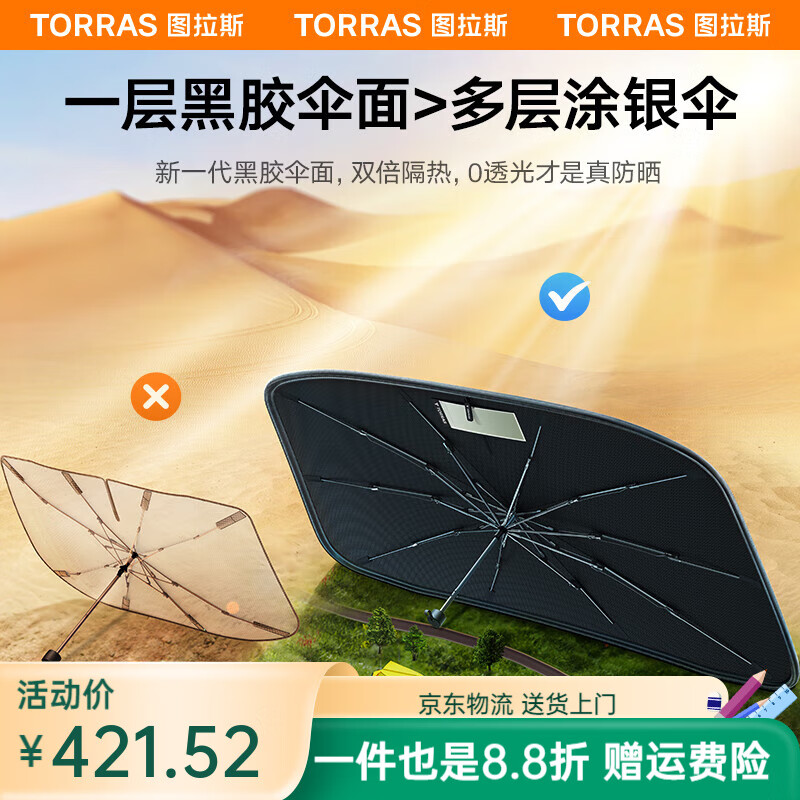 圖拉斯（TORRAS）汽車遮陽傘前擋遮陽簾防曬隔熱遮陽擋擋風玻璃車載車用車內(nèi)特斯拉 【奔馳轎車專用】全覆蓋隔熱降溫全車降溫