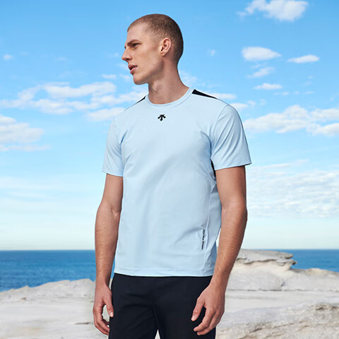 迪桑特（DESCENTE）迪桑特（DESCENTE）男士运动圆领四季打底短袖天蓝色 L (100)