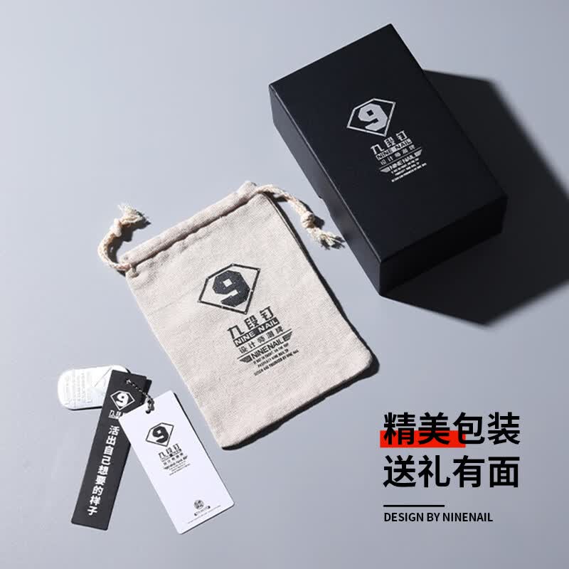 九段钉（Nine Nail）皮带男士腰带板扣美式复古头层牛皮真皮百搭裤腰带送男友礼盒装 BK-K42D3双面黑色 110cm （裤子30-35码）