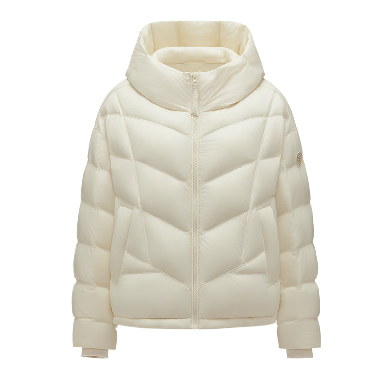 坦博爾泡芙羽絨服女短款連帽秋冬保暖外套25年新款5330278D 奶芙米155
