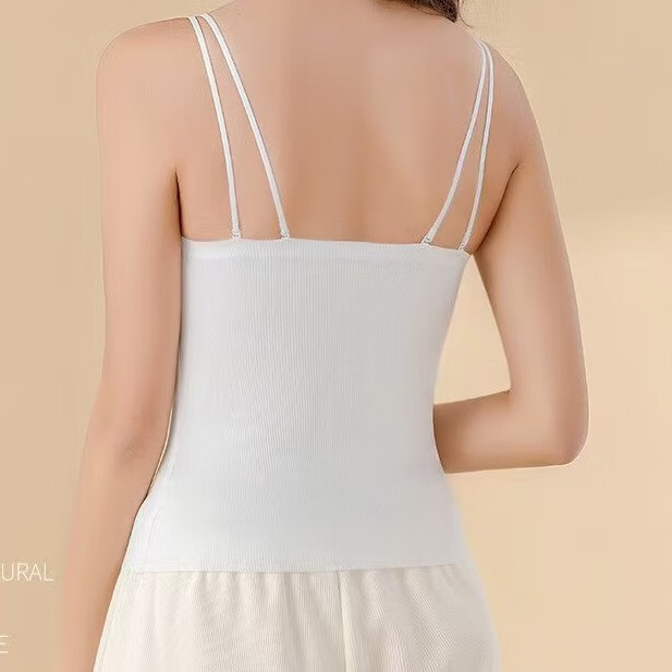 尚仪美吊带背心女带胸垫可外穿遮肚子夏季白色美背内搭内衣吊带一体胸罩 月光白 2XL （140-155斤）