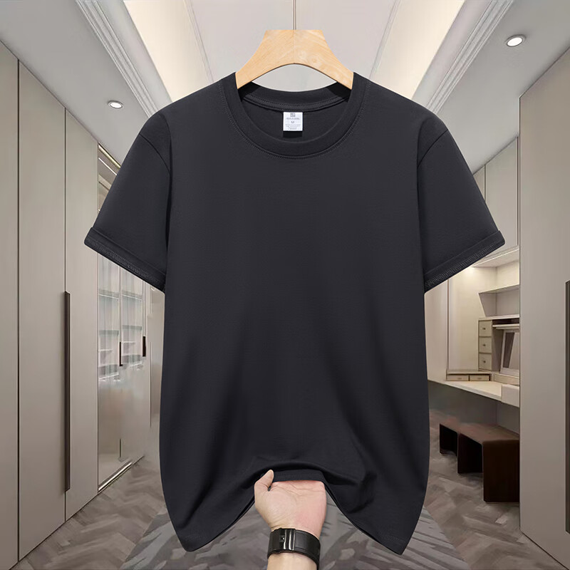 夏季胖子衣服大码100%纯棉圆领休闲宽松短袖t恤男纯色半袖打底衫 军绿色 10XL 300-310斤