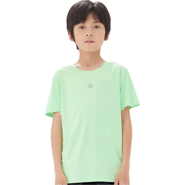 361°童装男女童短袖针织衫夏季新款速干儿童休闲T恤中大童冰爽上衣 春芽绿1204-男童 150 cm