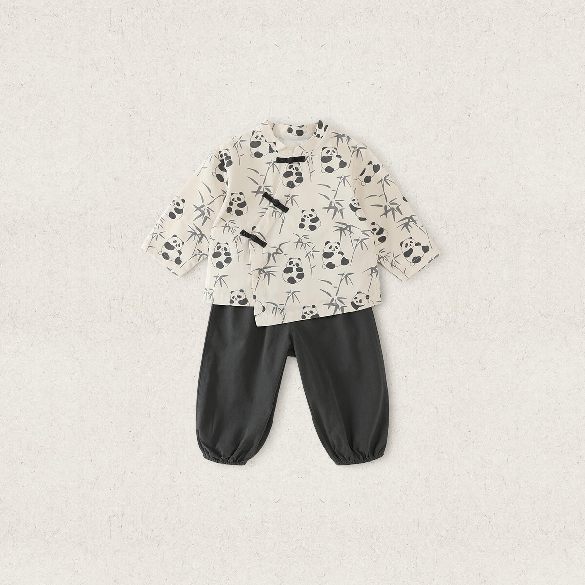 汉宫优品男童套装秋季儿童汉服新中式婴幼儿衣服宝宝两件套小少爷帅气秋装 熊罴百万 100