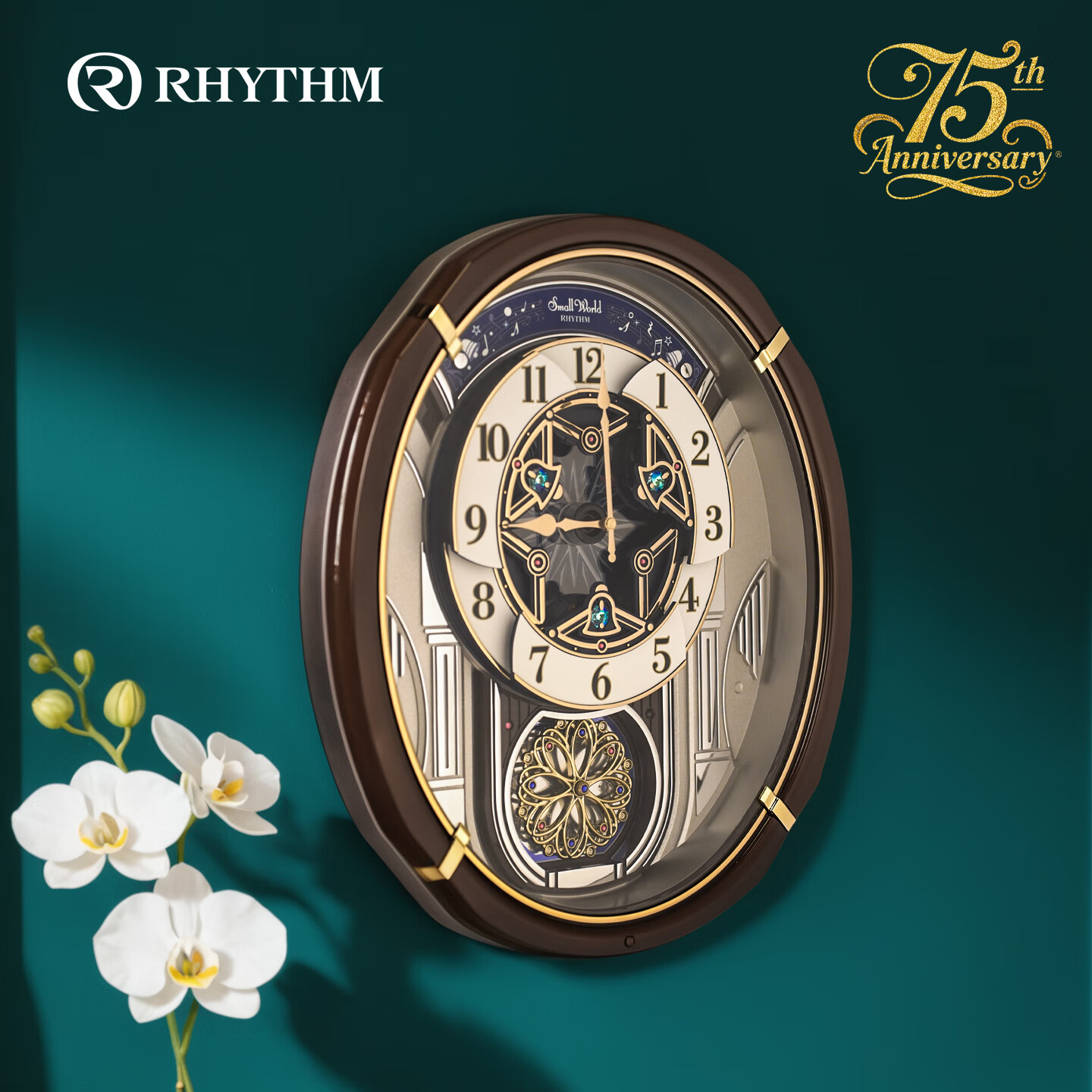 丽声高档挂墙75周年款客庭旺宅挂钟家用时尚音乐钟表挂墙大号装饰时钟 时光舞者【75周年款】椭圆形 47cm