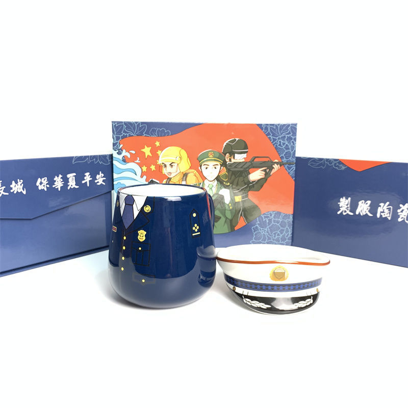 八一建军节实用礼品 军人水杯陶瓷杯国庆兵哥哥送礼创意家用带盖勺