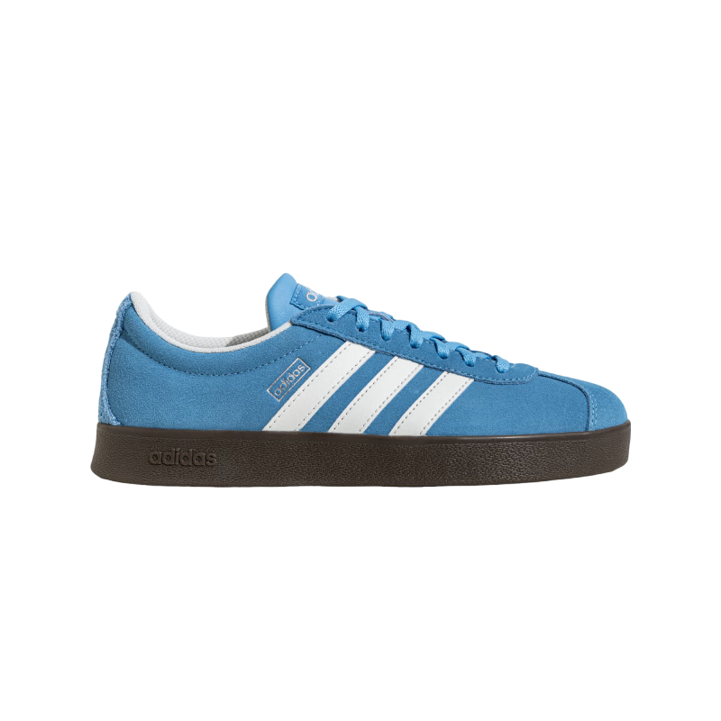 adidas「T头鞋」VL COURT复古休闲板板鞋德训鞋男女阿迪达斯轻运动   蓝色/亮白/树脂黄   38