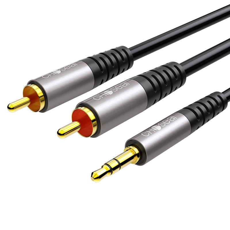 ��Ҷԭ��CHOSEAL��3.5mmת˫������Ƶ�����Ͻ���� һ�ֶ����2RCA���Թ����� �ֻ���������ת���� 10�� QAD17BKT10