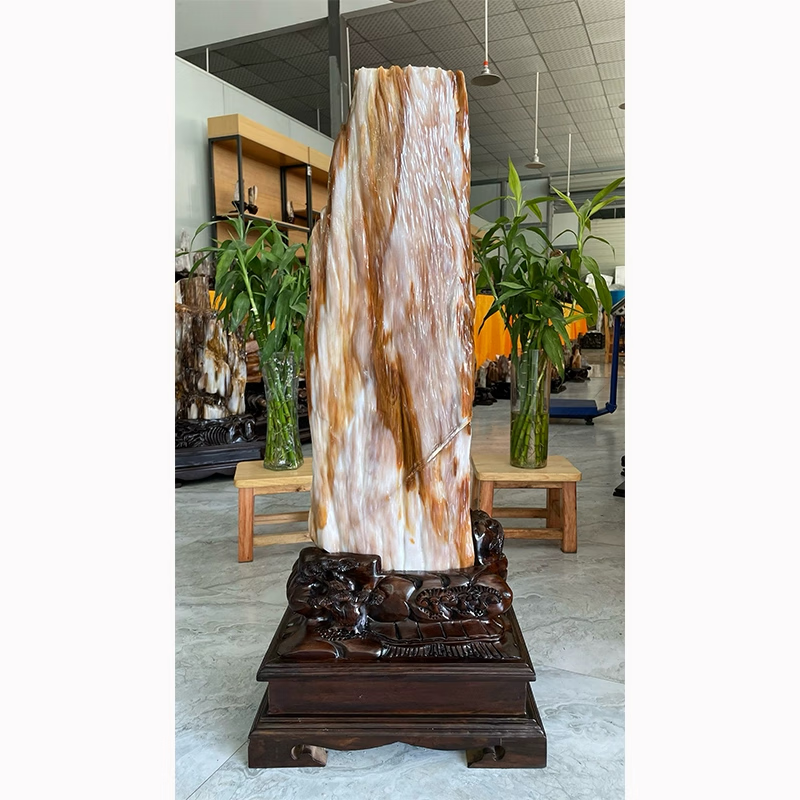 硅化木奇石摆件客厅装饰摆件招礼品财工艺品 连底座总高88cm底座长38