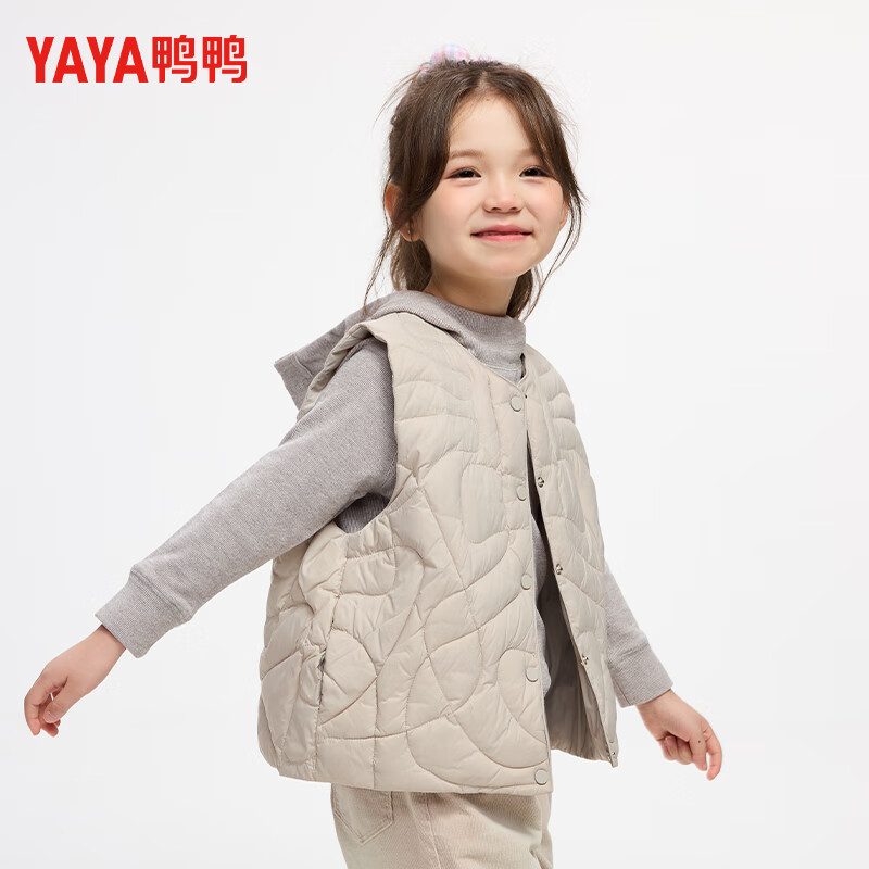 鸭鸭【反季】女童羽绒马甲鸭鸭童装外套2025新款冬季保暖上衣 燕麦色 140 京东折扣/优惠券