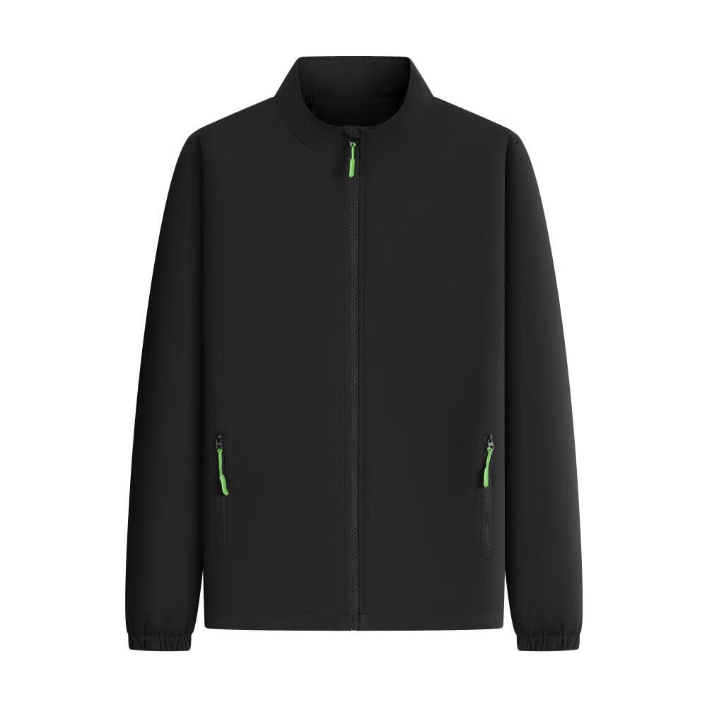 月洛婵工作服男装定制耐脏耐磨工装立领外套夹克秋冬团体服防水冲锋衣 F款一体加棉加厚-防风防水-黑色 4XL