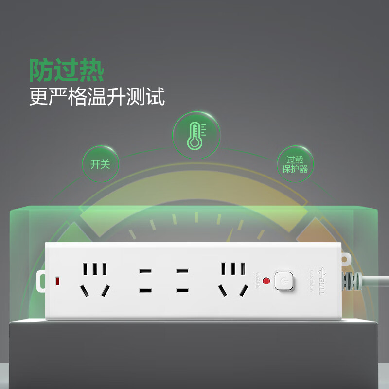 公牛（BULL）安全插座 白色排插转换器 B9220新国标超功率自动断电 【四位总控1.8米新国标】B9220 全长1.8米