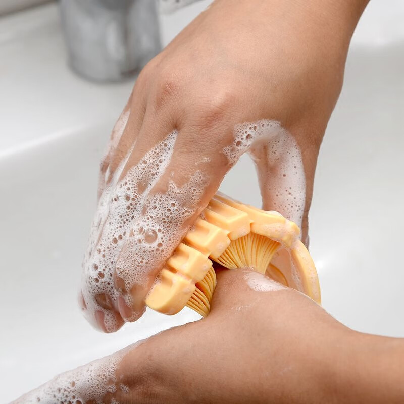 SP SAUCE洗手刷子可弯曲指甲缝手指刷指甲清洁刷子儿童手部按摩刷 黄色