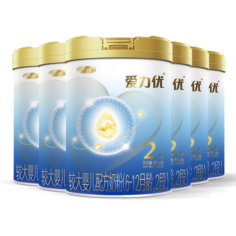 三元奶粉爱力优较大婴儿奶粉2段800g*6罐箱装