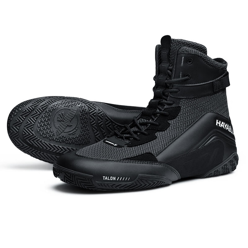 HAYABUSA比賽拳擊鞋防滑耐磨男女摔跤散打高幫靴運動鞋 黑色 41