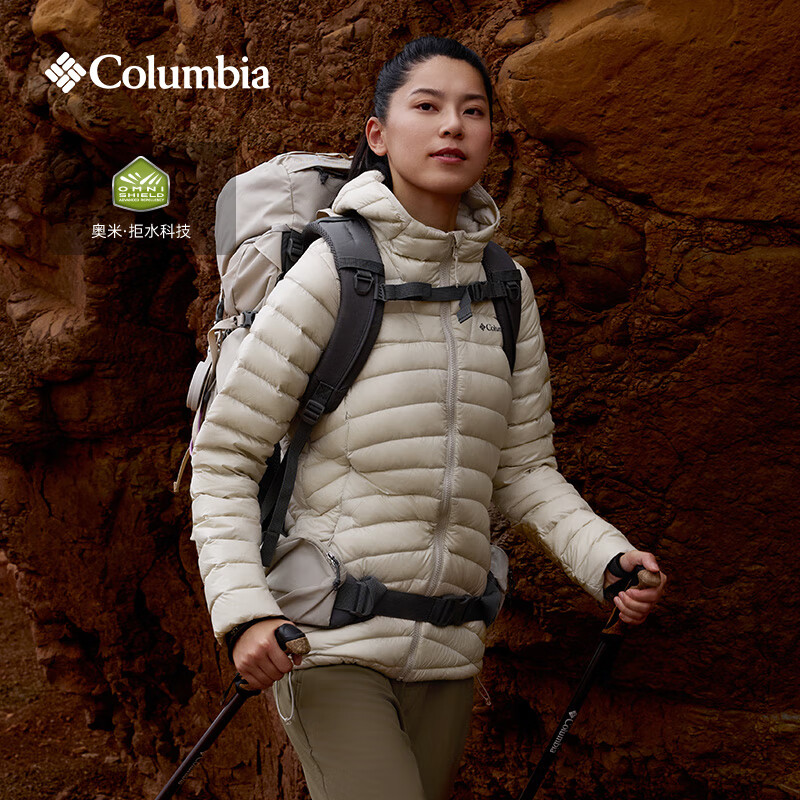 Columbia哥伦比亚户外女子拒水700蓬鸭绒保暖羽绒服外套WR6927 278亚太修身版型 米白色 L (165/88A)