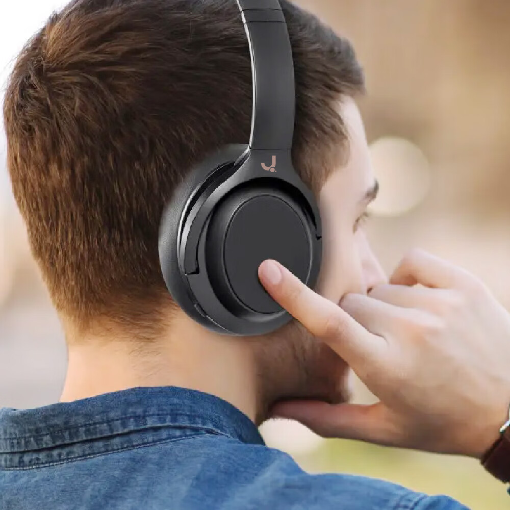 J（匠子）发烧级高品质蓝牙头戴耳机40mm大动圈单元ANC主动降噪通透模式多设备连接高通芯片 BN928双馈主动降噪 黑色