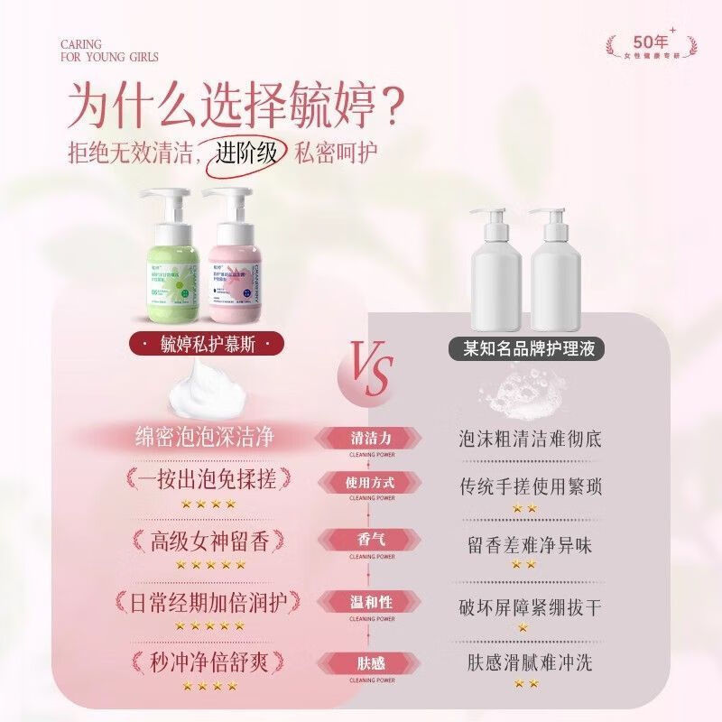 毓婷私处护理液 女性私密处洗液 清洁阴部私处洗护慕斯护理草本洗护液 2瓶 蔓越莓益生菌【日常呵护】