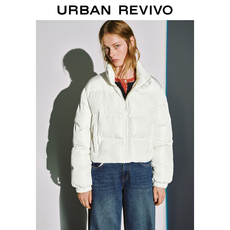 UR2025冬季新款女装休闲简约百搭立领短款棉服UYY150089 米白 S