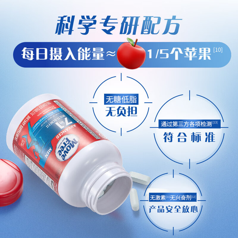 益节Move Free 7合1男士 氨糖软骨素120粒维骨力维生素B 美国进口 【充能护关节】男士氨糖 120粒*1瓶