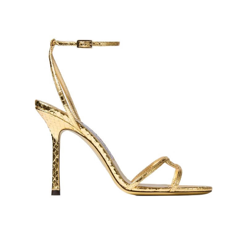 周仰杰（JIMMY CHOO ）可調(diào)節(jié)腳踝女涼鞋10cm跟高舒適透氣 時尚氣質(zhì)優(yōu)雅女士涼鞋 裸色 36