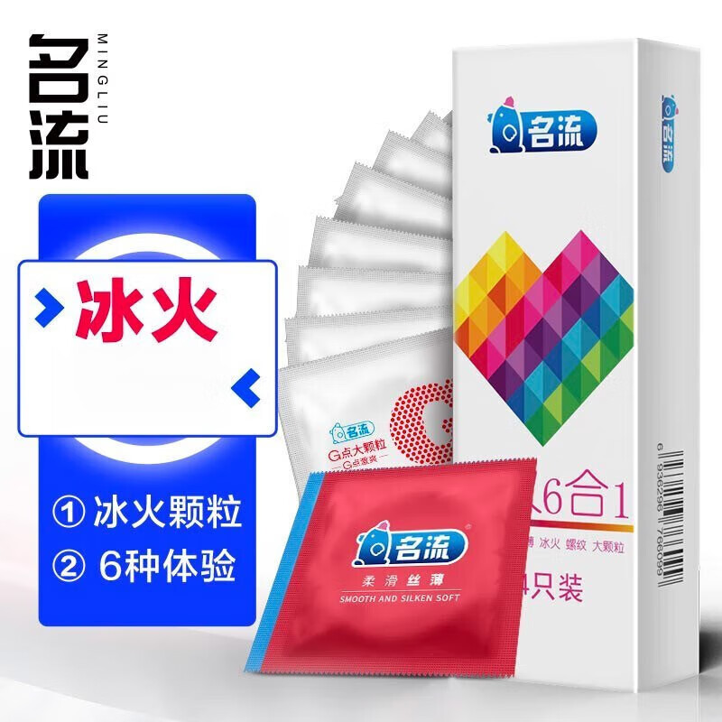 名流避孕套 001超薄玻尿酸安全套套光面薄大颗粒螺纹润滑成人情趣用品 冰火六合一 24只装
