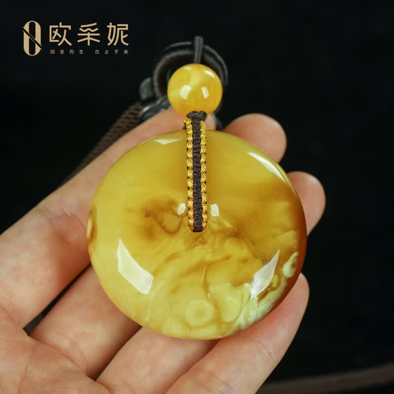 欧采妮（OUCERNY）蜜蜡吊坠【珍藏妖花意境平安扣】天然琥珀原石白花满蜜蜡挂坠俄料 天然孤品一物一证一拍 31.8克