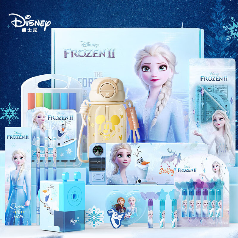 冰雪奇缘文具套装+儿童水杯米奇双饮杯子PPSU材质