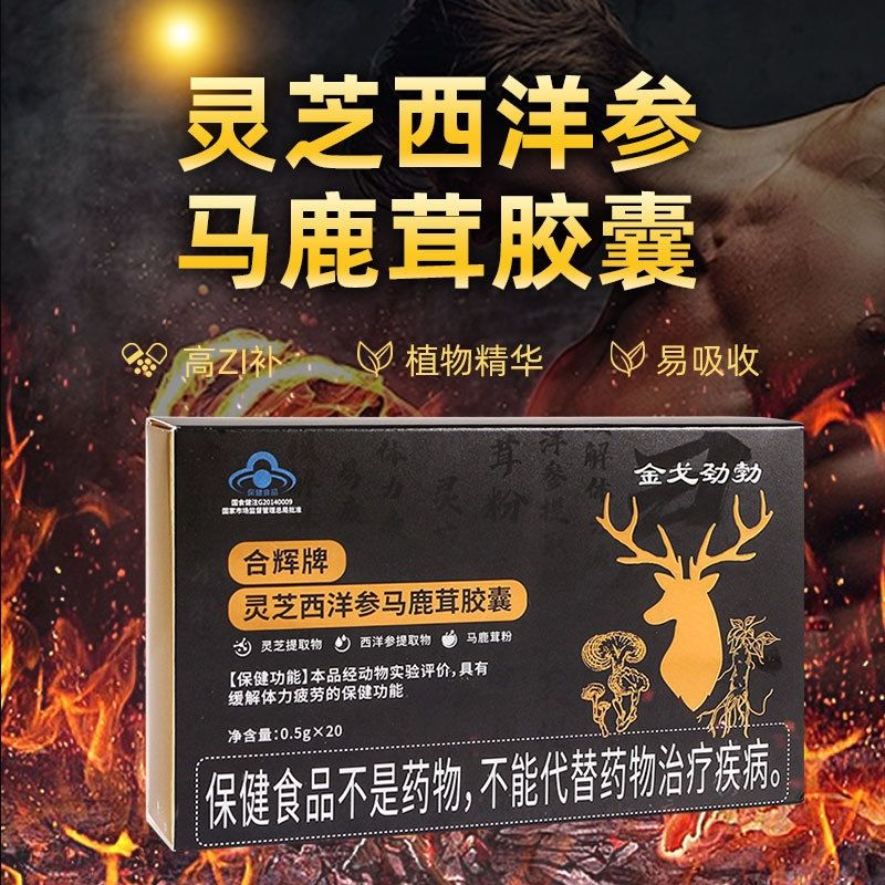 合辉男性金专戈用劲勃灵芝西洋参马鹿茸胶囊缓解体力疲劳 1盒装
