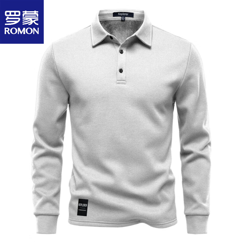 罗蒙(ROMON)2025新款高品质卫衣男款长袖t恤polo衫春秋冬季潮流翻领加绒上衣 黑色 XL 体重130-150斤