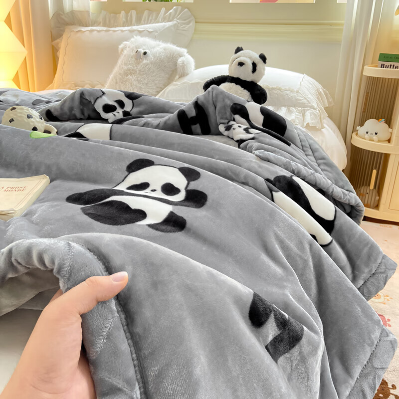 雅鹿毛毯被子1.5米x2米被子冬季毛毯冬天加厚加绒单人被毯子冬被6-8斤 小熊猫【3秒速暖 不压身不掉毛不静电】 150*200cm-4斤