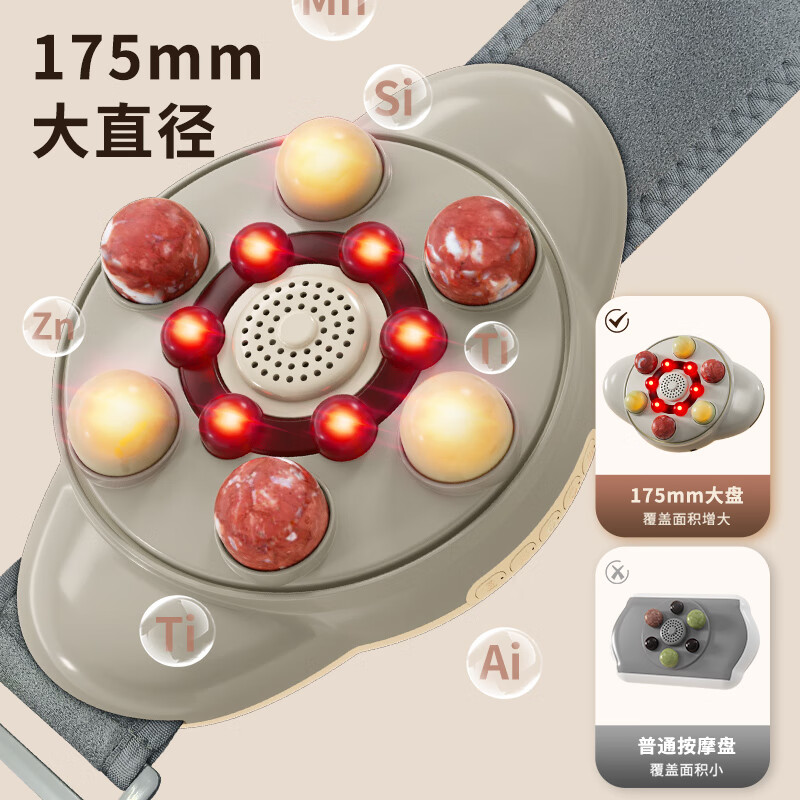 奥克斯电动砭石揉腹仪艾灸腹部按摩器腰部加热揉肚子神器瘦肚子促肠促进蠕动肠胃热敷按摩仪送父母礼物 白色【升级充插两用】175MM+太极双向按摩盘