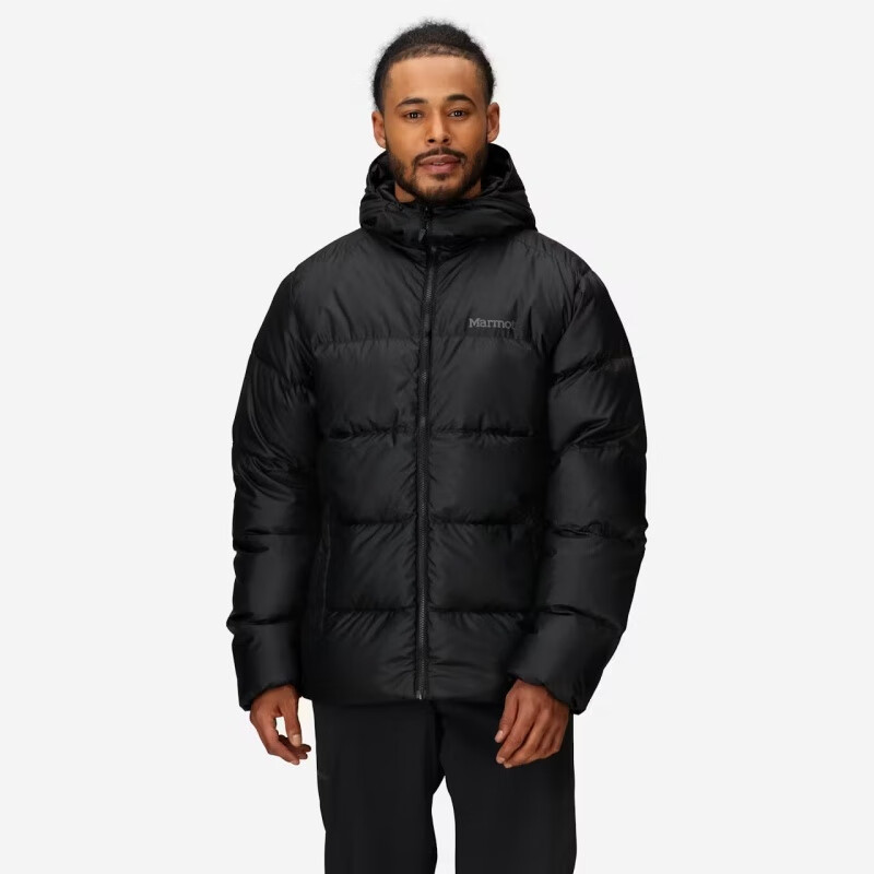 土撥鼠(Marmot)男士羽絨服 25新款Guides Down 2.0耐久防水保暖輕盈連帽運(yùn)動外套 黑色 S