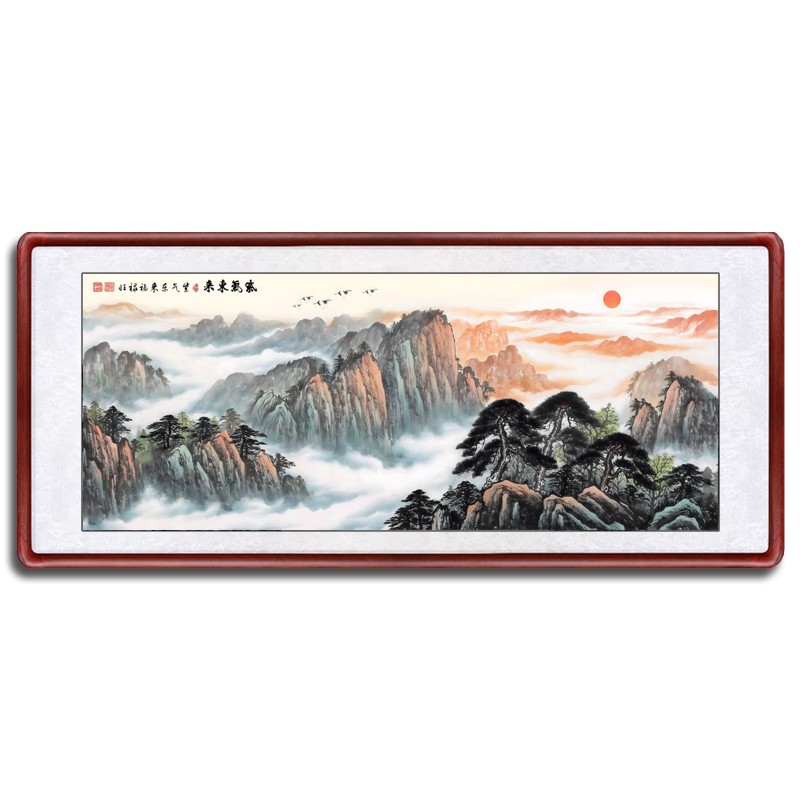 ʢ�����ɽˮ����ɽͼ��ʽ�����羰�һ��칫��ɳ������ǽװ�λ���ˮ�� B����������� С��206*86cm(ʵľ��+�л�����)