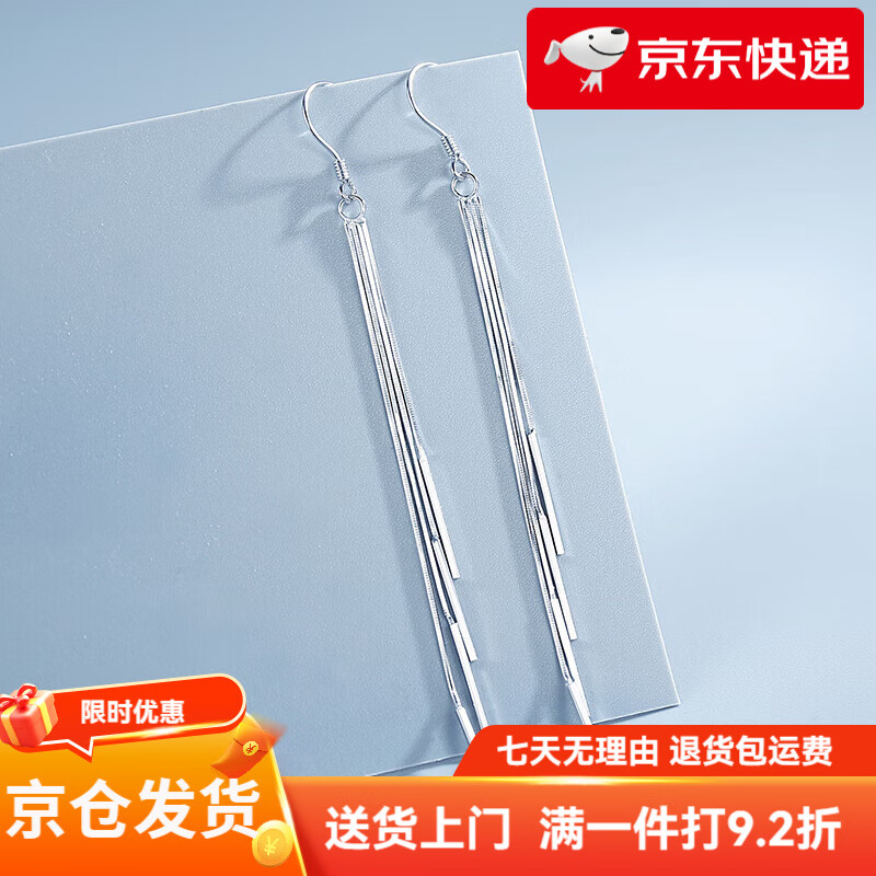 銀奧（yinao）925純銀耳環(huán)女流蘇耳墜長(cháng)款2025新款耳飾品氣質(zhì)耳線(xiàn)銀飾耳釘 【A款】約7cm流蘇耳環(huán)【一對】