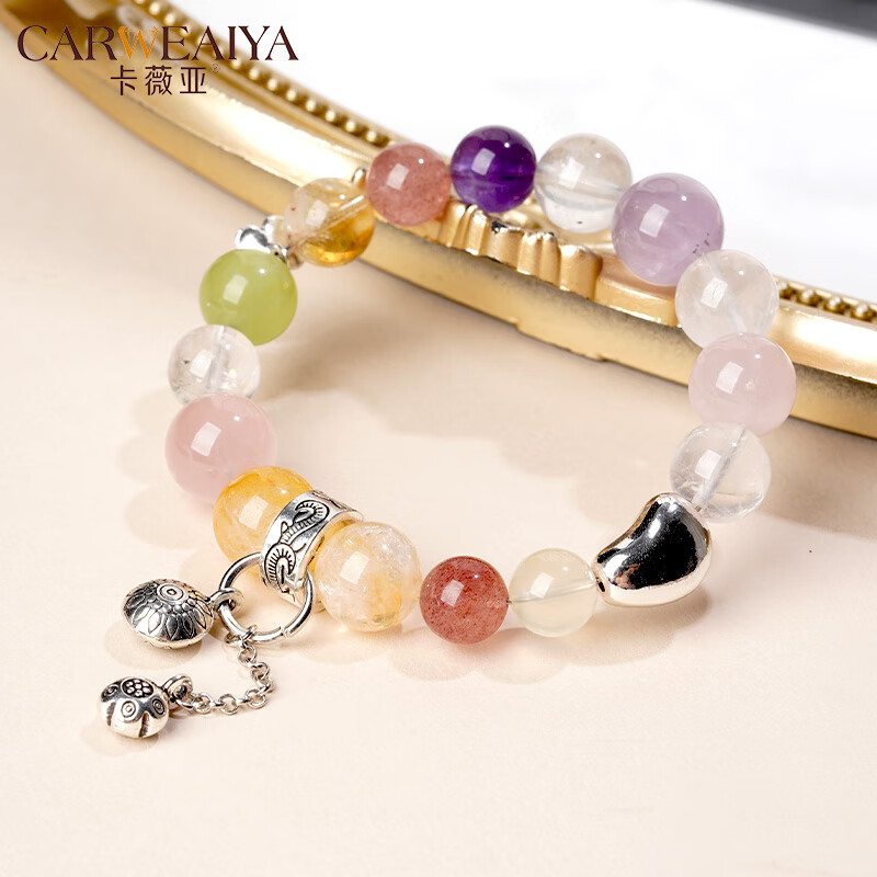 卡薇亚天然多宝水晶手串多色水晶混搭手串轻奢小众配饰礼物简约时尚饰品 珠径（10-14mm）