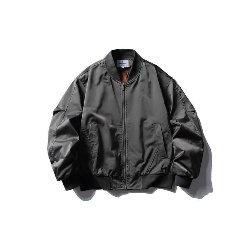 型曼机能风户外纯色ma1飞行员夹克男2025秋装新款痞帅宽松棒球服外套 灰色 M