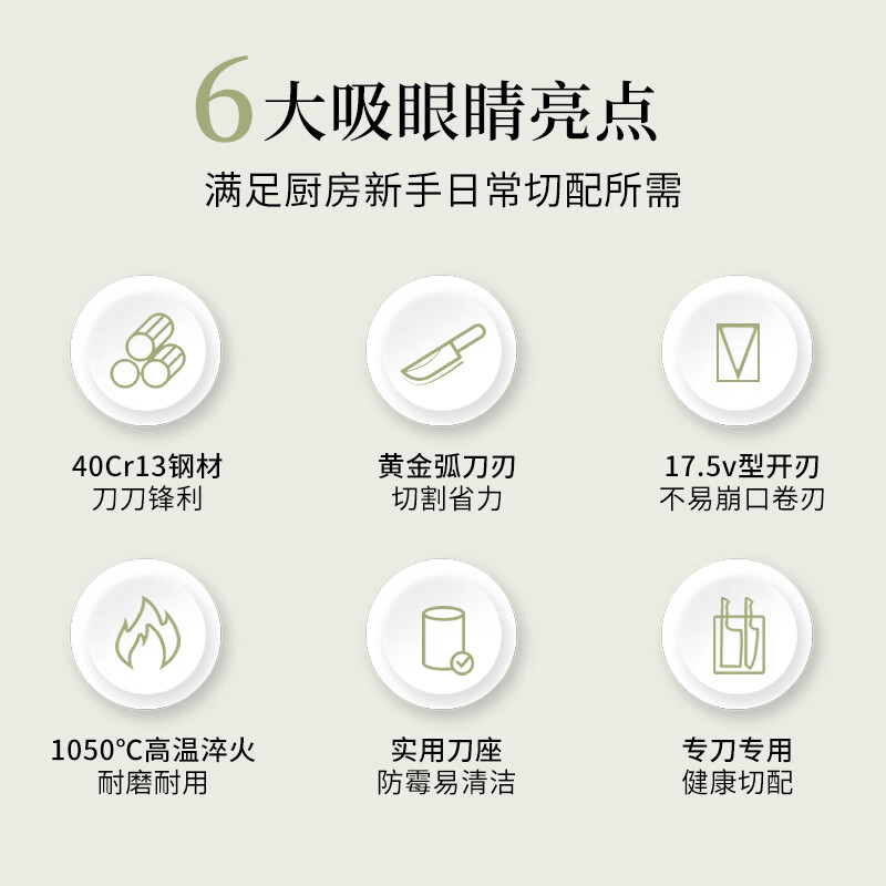 利皇菜刀家用刀具套装大全厨房切片切菜刀砍骨头专用厨具套装组合 【白鲸系列】菜刀5件套