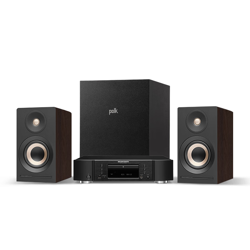 马兰士（MARANTZ）CD6007+普乐之声A100 cd机有源HIFI音响蓝牙5.0桌面发烧音箱家用电脑电视音箱低音炮 胡桃