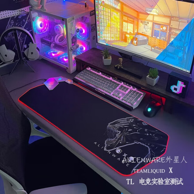 ALIENWARE AURORA外星人无线充电鼠标垫RGB发光电竞游戏快充电脑笔记本键盘垫大号 23款暗月黑(15W+45WPD快充) 800*300*4mm