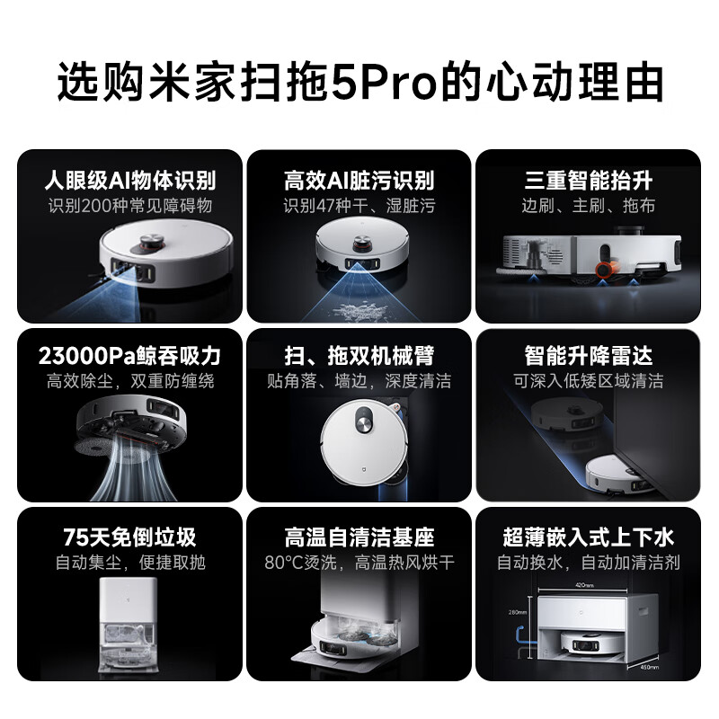 �׼ҡ�����ذ���Ʒ��ɨ�ػ�����5 Pro AI ���ܻ��� ˫��е�۴�����ɨ��һ��ϴ�����ϵ�ϴ�ػ�������