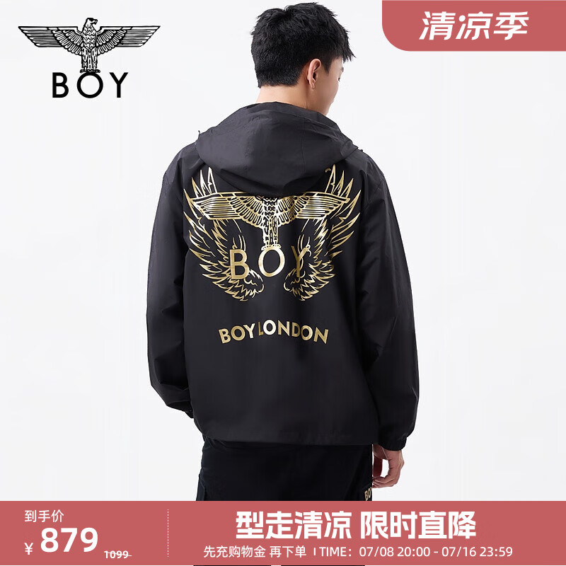 BOY LONDON【金烏神羽】25新款春夏情侶款潮牌休閑梭織外套N23800 黑色 M